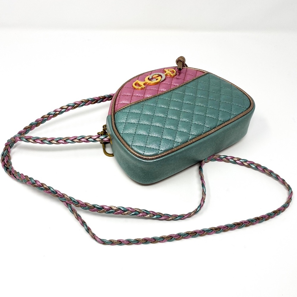 GUCCI Trapuntata Crossbody Shoulder Bag Pink Green - Picture 7 of 15